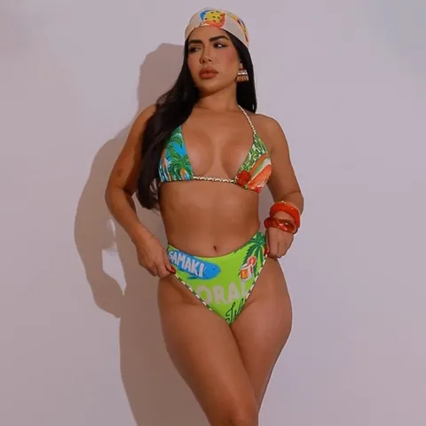 Traje de Baño Sexy para Mujer con Estampado Tropical y Falda Larga de Malla Estilo Resort
