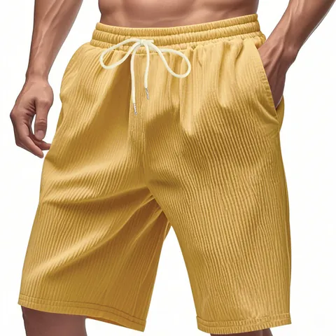 Pantaloncini da Uomo Pesanti in Velluto a Coste Rétro Americano Amekaji Estate Coulisse Elastico in Vita Spiaggia Sportivi