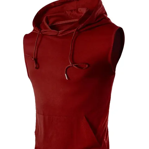 Men Hooded Gym Tank Top Sleeveless Workout Hoodie With Kangaroo Pocket Muscle Muscle Vest Polyester Cotton Blend Sportswear