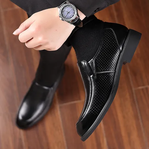 Herren Business Lederschuhe Perforiert Atmungsaktiv Slipper Britischer Stil Halbschuhe Lässig Recyceltes Leder Formale Schuhe