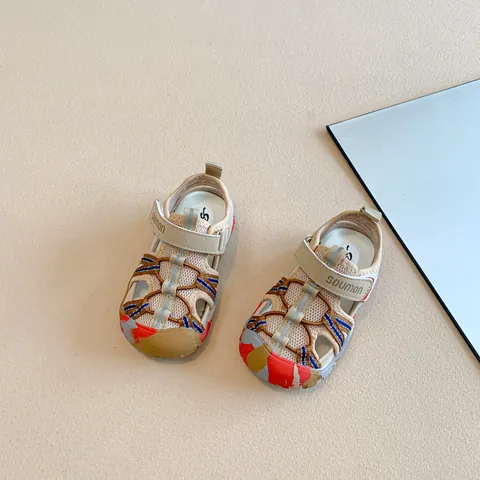Kids Sport Sandals Closed Toe Microfiber Leather Non-slip Summer Beach Shoes For Boys Girls Casual Outdoor Wading Shoes