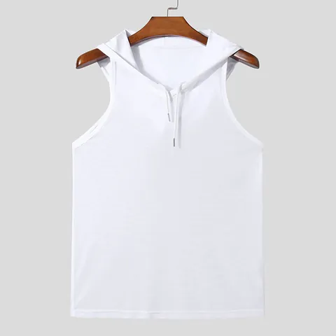 Herren Mesh Tanktop Mit Kapuze Durchsichtiges Muskel Gym Weste Ärmelloses Kordelzug Sportoberteil Polyester Atmungsaktiv Fitness Bekleidung