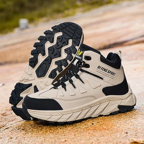 Men High-Top Hiking Shoes Waterproof Non-Slip Outdoor Boots For Camping Training Tactical Microfiber PU Climbing Shoes