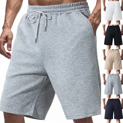 Pantaloncini Uomo in Jacquard Pesante Estate Allentato High Street Hip Hop Pantaloncini da Basket Poliestere Casual Parte Inferiore