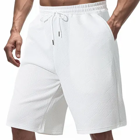 Pantaloncini da Uomo Estivi Pesanti Jacquard Texture High Street Hip Hop Larghi con Coulisse Vita Elastica Pantaloncini Casual