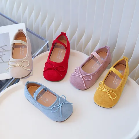 Girls Mary Jane Canvas Shoes Bowknot Soft Sole Anti-Slip Korean Style Fashion Casual Flat Shoes For Toddler Little Kids