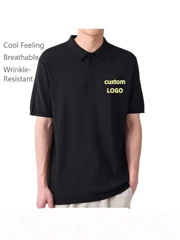 Men's Business Casual Polo Shirt Short Sleeve Breathable Cooling Touch Slim Fit Lapel Top Solid Color Pique Sport Golf Shirt