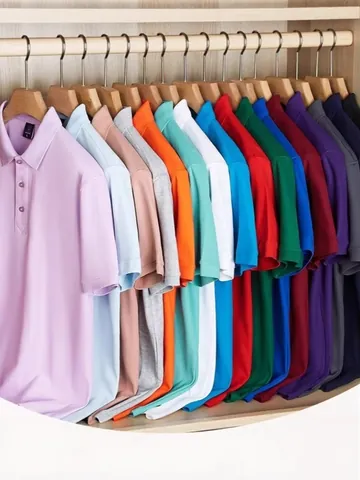 Men's Business Casual Polo Shirt Short Sleeve Breathable Cooling Touch Slim Fit Lapel Top Solid Color Pique Sport Golf Shirt