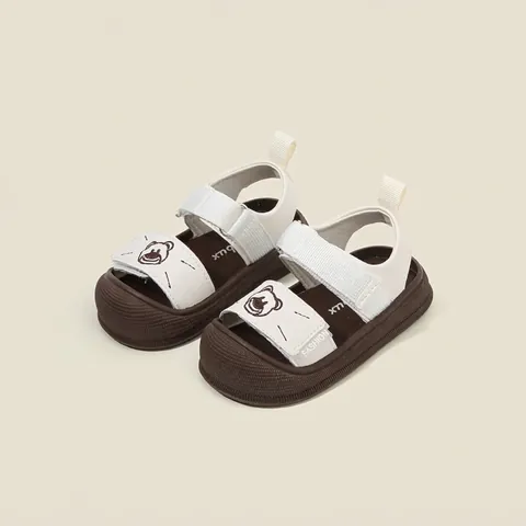 Sandales d'Été pour Bébé Garçon Fille Bout Fermé Anti-choc Respirantes en Cuir Microfibre Chaussures de Premier Pas