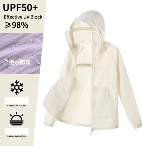 Sommer Eisseide Sonnenschutzkleidung Unisex UPF50+ UV-Schutz Atmungsaktiv Leicht Kapuzenjacke Top Outdoor Casual Sportbekleidung
