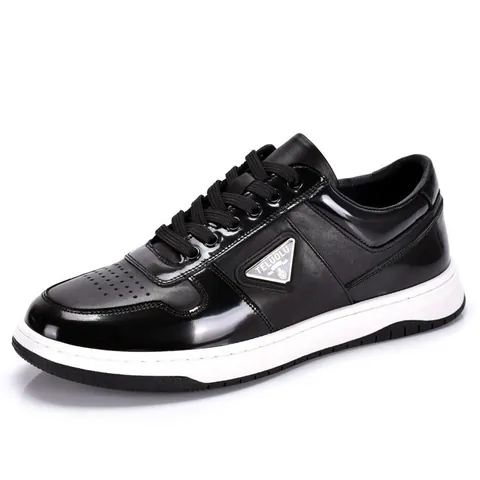 Men's Fashion Sneakers Genuine Leather Low Top Skateboard Shoes Casual Lace-up Breathable Trendy Black White Sneakers for Men