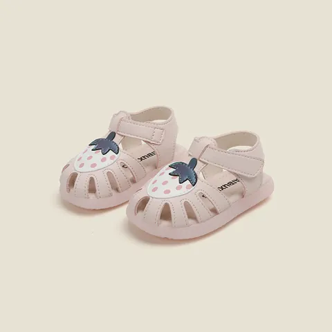 Sandales Premiers Pas pour Bébé Fille Chaussures de Princesse à Bout Fermé Avec Nœud Floral Cuir Microfibre Sandales d'Été