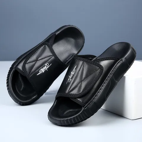 Men First Layer Cowhide Slides Summer Thick Sole Soft Leather Sandals Anti-slip Breathable Casual Outdoor Beach Slippers