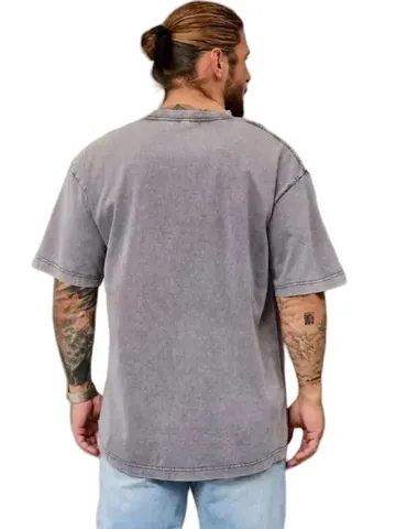 Vintage Acid Wash T-Shirt Men Women 100% Cotton Heavyweight Oversized Tee Snow Wash Loose Fit Drop Shoulder Streetwear Top