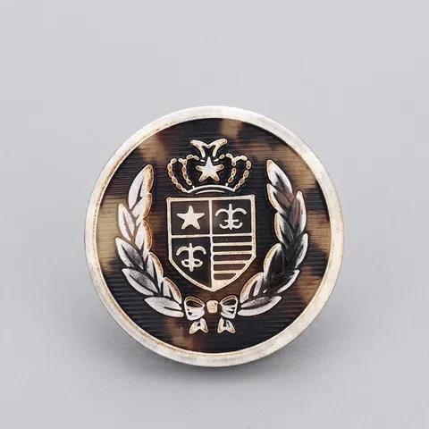 Hochwertige Harnstoffharz Rund Knöpfe Britisches Heraldisches Wappen Vintage Akademie-Stil Geprägte Dekorative Knöpfe Für Mäntel Jacken Anzüge