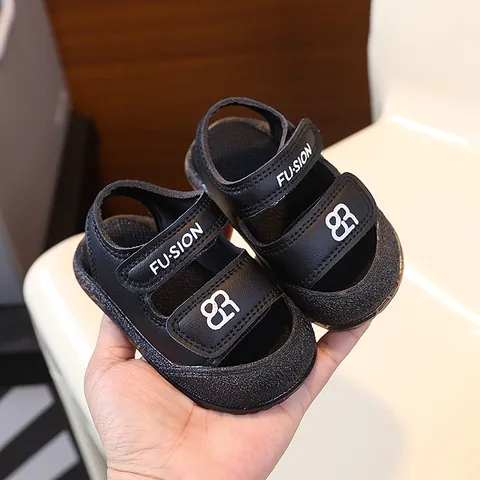 Korean Style Toddler Sandals Closed Toe Anti-kick Soft Sole Summer Shoes Synthetic Leather Casual Baby Boys Girls Beach Sandals