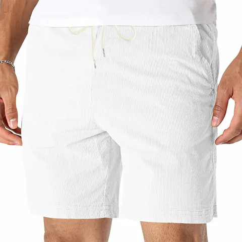 Men's Vintage Corduroy Shorts Summer Retro Casual Loose 5-Point Shorts Elastic Drawstring Waist Outdoor Sports Beach Pants