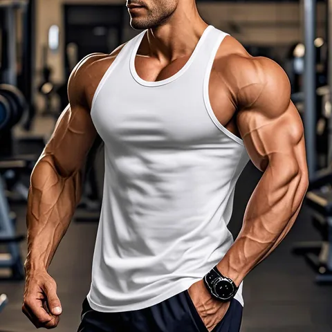 Men's Sports Tank Top Quick Dry Polyester High Elasticity Racerback Muscle Fit Gym Training Fitness Vest Top