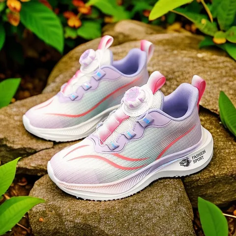 Boys Basketball Shoes Summer 2025 New Kids Rotation Buckle Sports Sneakers Big Kids Non-slip Lightweight Running Training Shoes