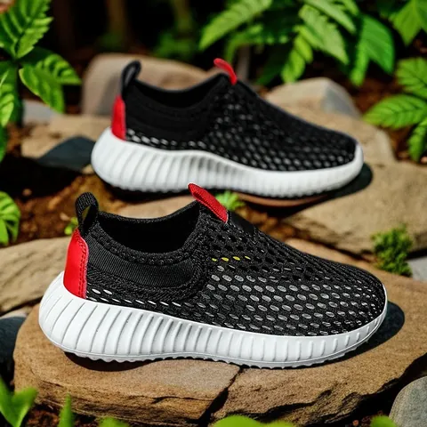 Kids Breathable Mesh Sneakers Boys Girls Slip-on Summer Running Shoes Lightweight EVA Sole Casual Athletic Outdoor Walking Shoes