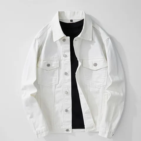 Men Retro Japanese Streetwear Denim Jacket Solid Cotton Casual Workwear Outerwear Button Top For Men Teenagers