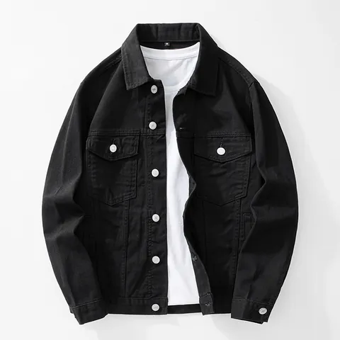 Men Retro Japanese Streetwear Denim Jacket Solid Cotton Casual Workwear Outerwear Button Top For Men Teenagers