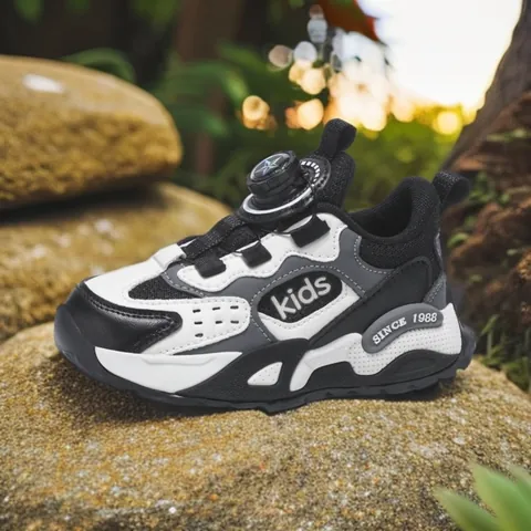 Kinder Meisjes Lichtgewicht Sneakers Ademende Mesh Synthetisch Leer Schoenen Met Draaisluiting Color Block Hardloopschoenen