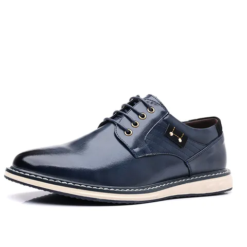 Herren Casual PU Lederschuhe Business Mode Vielseitig Schnürung Low Top Rutschfest Wasserdicht Große Größen Koreanischer Stil Derby-Schuhe