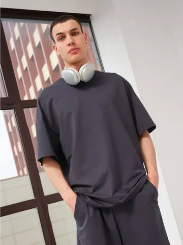Unisex 100% Cotton 220g Heavyweight T-Shirt Dropped Shoulder Oversized Printed Breathable Round Neck Short Sleeve Casual Top