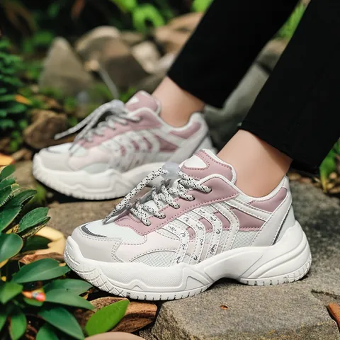 Kids Breathable Mesh Dad Shoes Thick Sole Casual Sneakers For Boys Girls Students Outdoor Sports Shoes Patchwork Style
