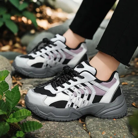 Kids Breathable Mesh Dad Shoes Thick Sole Casual Sneakers For Boys Girls Students Outdoor Sports Shoes Patchwork Style