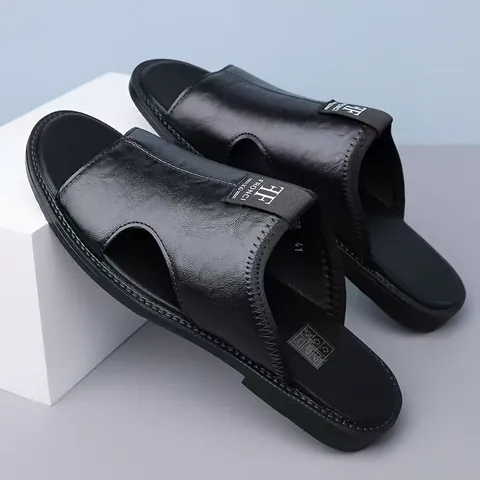 Men Casual Microfiber Leather Slides Breathable Non-slip Beach Sandals Large Size Outdoor Summer Comfort Slippers