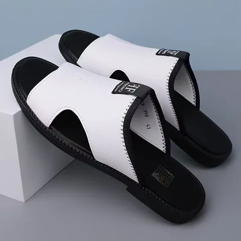 Men Casual Microfiber Leather Slides Breathable Non-slip Beach Sandals Large Size Outdoor Summer Comfort Slippers