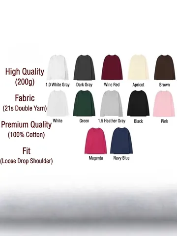 Camiseta Unisex de Algodón de Manga Larga Color Sólido Cuello Redondo Corte Holgado Camisa de Base Suave Transpirable