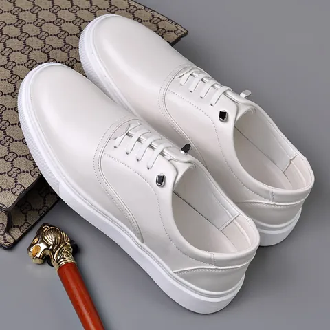 Herren Lässige Skateschuhe Mode Slip-On Weiße Sneaker Trendy Vielseitig Weiche Sohle Leichte PU Leder Flache Schuhe Übergröße