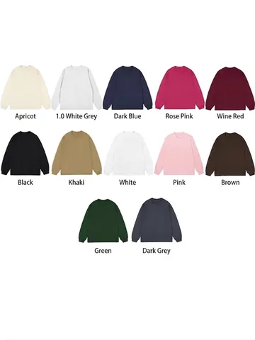 Men Heavyweight Cotton Long Sleeve T-Shirt Solid Color Crew Neck Basic Casual Loose Drop Shoulder Top For Spring Autumn