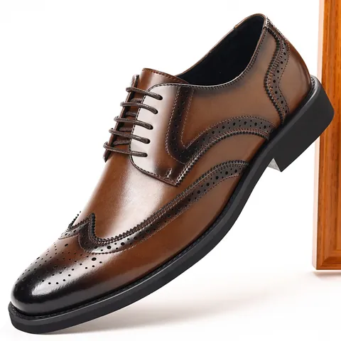 Chaussures Habillées pour Hommes Brogue Oxford Wingtip Cuir Sculpté Chaussures de Business pour Mariage Marié Bureau Classique
