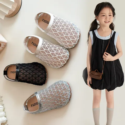 Pantuflas de Punta Cerrada para Niñas Malla Transpirable Estilo Birken Zuecos Casuales Suela Blanda Verano