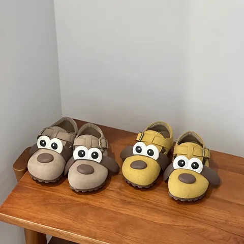 Kinder Cartoon Hund Birkenstock Stil Lauflernschuhe Mikrofaserleder Rutschfest Herbst Kleinkinderschuhe Verstellbare Schnalle Weiche Sohle Casual Erstläufer