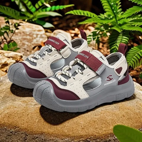 Hobibear Boys Sport Sandals Kids Breathable Mesh Closed Toe Anti-Collision Outdoor Wading Shoes Hook And Loop Non-slip Summer Sneakers