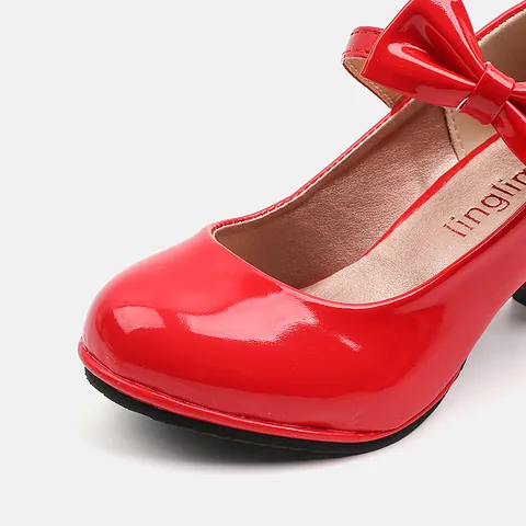 Mädchen Mary Jane Prinzessinnen Schuhe Schleife Lackleder Mittlerer Absatz Formelle Schulaufführung Party Kleid Schuhe Für Kleinkinder