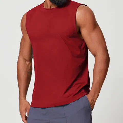 Men's Quick Dry Sports Tank Top Sleeveless Round Neck Breathable Polyester Spandex Running Fitness Gym Training Slim Vest
