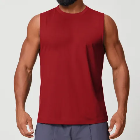 Men's Quick Dry Sports Tank Top Sleeveless Round Neck Breathable Polyester Spandex Running Fitness Gym Training Slim Vest
