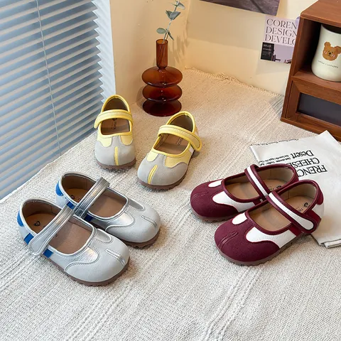 Zapatos Planos Mary Jane Tabi Retro para Mujer Niña Punta Dividida Bloques de Color Gancho y Bucle Casual Antideslizante Caminar