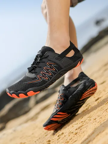 Chaussures d'Eau Unisexes en Maille Lycra à Séchage Rapide Semelle Caoutchouc Antidérapante Respirantes pour Natation Plage