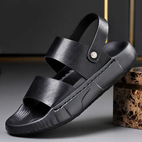 Herren Casual Sandalen Hausschuhe Dual Purpose Sommerschuhe Künstliches PU Polyurethan Weiche Schaumstoffsohle Dicke Sohle Offene Zehe Mode Strand Outdoor Alltagsschuhe