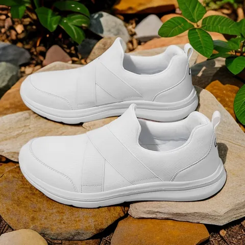 Unisex Breathable Mesh Slip On Sneakers Casual Lightweight Walking Shoes With Cross Elastic Straps Comfortable Footwear
