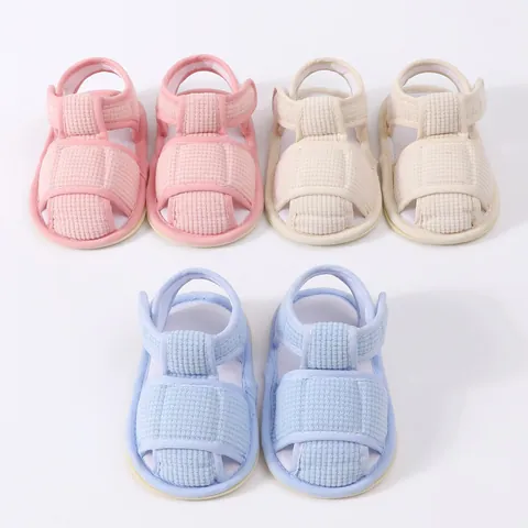 Infant Baby Summer Sandals Soft Sole Non-Slip Pre-walker Shoes Breathable Cotton Cloth First Walkers With Hook and Loop For Toddlers