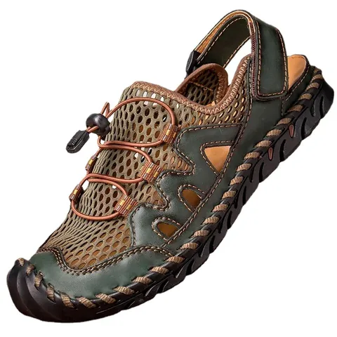 Men's Outdoor Beach Sandals Breathable Mesh Casual Hiking Shoes Non-Slip Rubber Sole Summer Water Shoes For Men