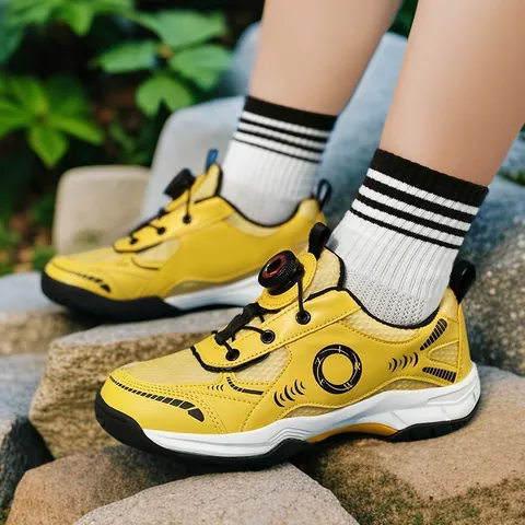 Children Professional Badminton Shoes Breathable Mesh Rotary Buckle Non-slip Training Sports Sneakers For Boys Girls